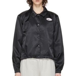 Nike Black Button Down Satin Jacket Size M